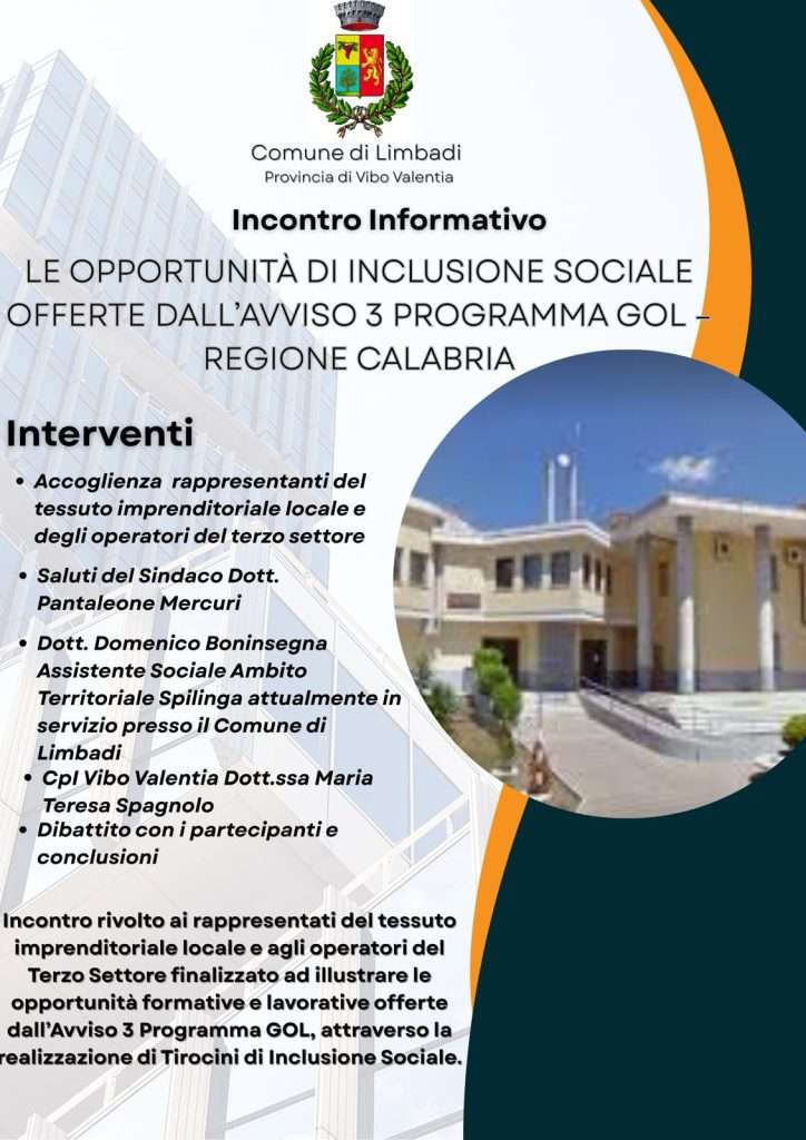 Tirocini di Inclusione Sociale Regione Calabria a Limbadi
