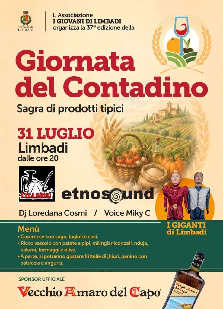 Locandina Giornata del Contadino 2026, 37ª edizione, Limbadi, 31 luglio